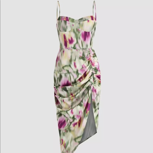 cider Dresses & Skirts - Illusion Ruched Spring Sexy Midi Dress NWT
